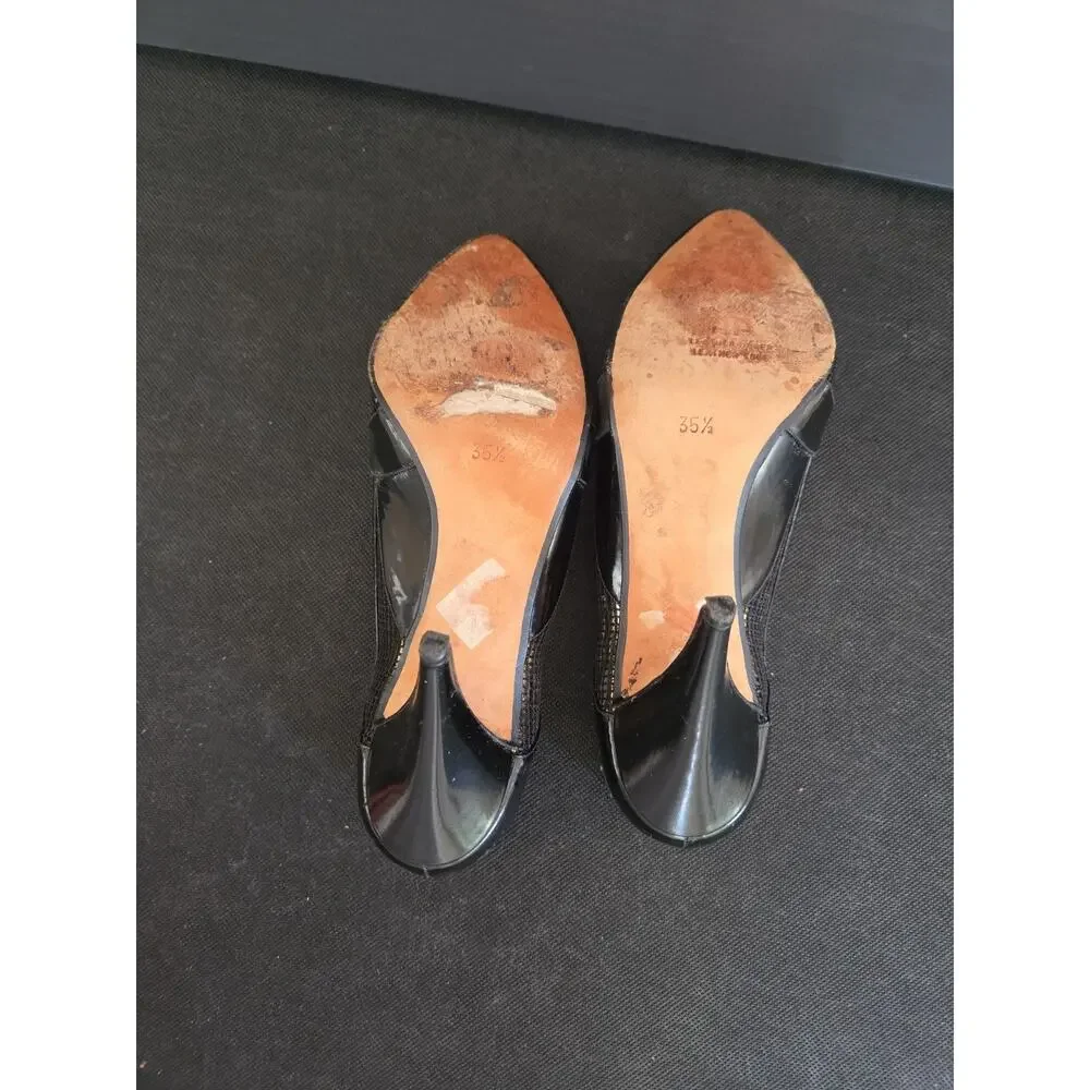 ANDREA PFISTER Black Patent Leather And Lace~Size 35.5 US5.6